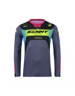Tricou Cross/Enduro KENNY RACING Track FOCUS - Negru/Gri/Galben/Roz