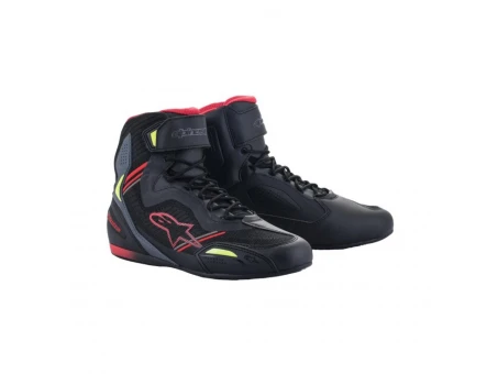 Ghete moto sport-touring Alpinestars Faster-3 Rideknit - Negru/Rosu/Galben fluo | 2510319/136