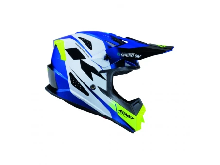 Cască cross-enduro KENNY RACING TRACK SPEED - Albastru/Alb/Galben | 261-0303021-32