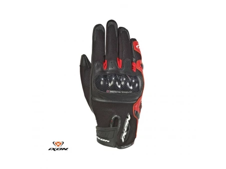 Manusi barbati Roadster vara piele/textil Ixon model RS Rise Air MS - Negru/rosu – degete tactile | 3001110451058