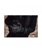 Manusi femei Roadster Mid-season textil/piele Ixon model MIG 2 WP LS - Negru/fuchsia (roz) – degete tactile – waterproof | 3001120411073