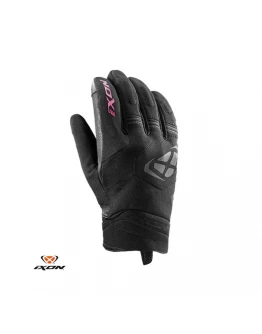 Manusi femei Roadster Mid-season textil/piele Ixon model MIG 2 WP LS - Negru/fuchsia (roz) – degete tactile – waterproof