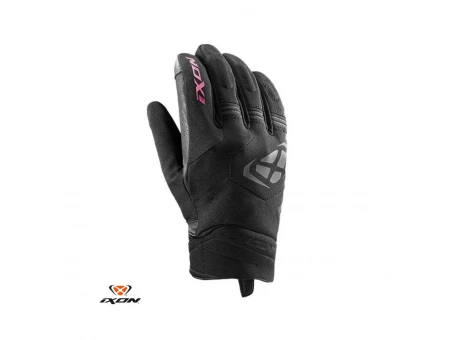 Manusi femei Roadster Mid-season textil/piele Ixon model MIG 2 WP LS - Negru/fuchsia (roz) – degete tactile – waterproof | 3001120411073