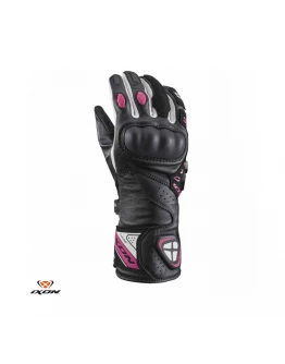 Manusi femei Racing vara piele Ixon model Thund LS - Negru/fucshia (roz) – degete tactile
