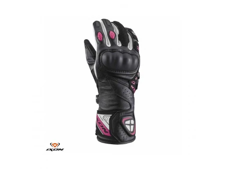 Manusi femei Racing vara piele Ixon model Thund LS - Negru/fucshia (roz) – degete tactile | 300212026101073