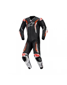 Combinezon de piele 1 piesă Alpinestars GP Tech V5 - Negru/Alb/Rosu fluo