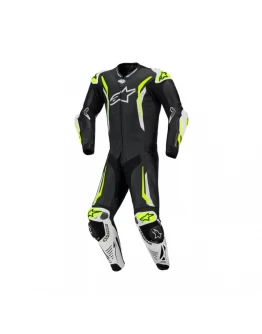 Combinezon de piele 1 piesă Alpinestars GP Tech V5 - Negru/Alb/Galben Fluo	