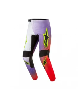 Pantaloni cross-enduro Alpinestars Fluid Lucent - Alb/Rosu/Galben fluo