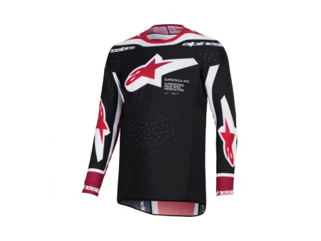 Tricou cross-enduro Alpinestars Supertech AFD Vista 2026 - Negru/Rosu/Alb | 3760626/132