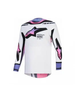 Tricou cross-enduro Alpinestars Supertech AFD Vista 2026 - Alb/Mov/Negru	