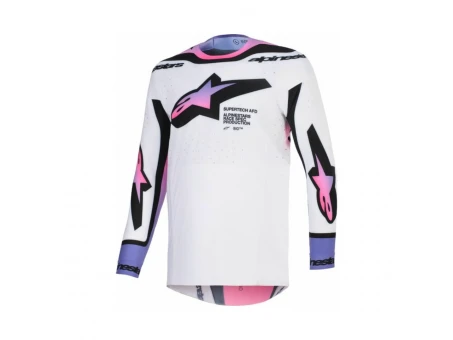 Tricou cross-enduro Alpinestars Supertech AFD Vista 2026 - Alb/Mov/Negru | 3760626/2371