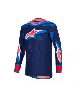Tricou cross-enduro Alpinestars Supertech Vista 2026 - Albastru/Coral