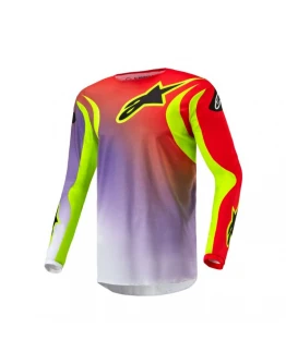 Tricou cross-enduro Alpinestars Fluid Lucent - Alb/Rosu/Galben fluo