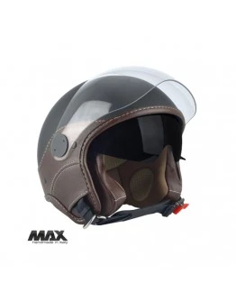 Casca open face (demi-jet) Max Helmets model DJDV06 LS Vision SV (ochelari soare integrati) - Negru,maro (NOM) - 100% MADE IN ITALY