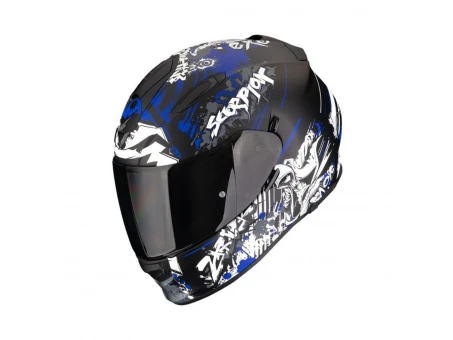 Cască integrală Scorpion EXO-491 Specto - Negru mat/Albastru | 48-515-158