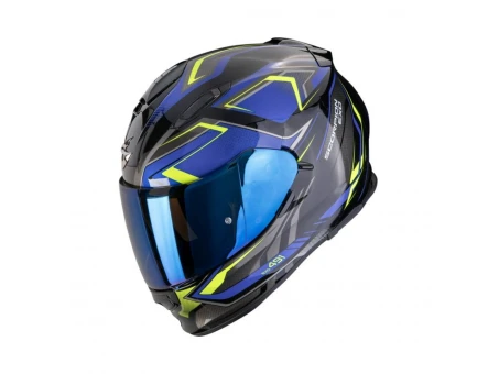 Cască integrală SCORPION EXO-491 ZUMO - Negru/Albastru/Galben fluo | 48-517-191