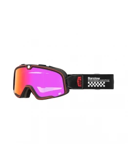 Ochelari Moto 100% Barstow Erban - Negru/Alb cu Lentila Oglinda Rosu Inchis 