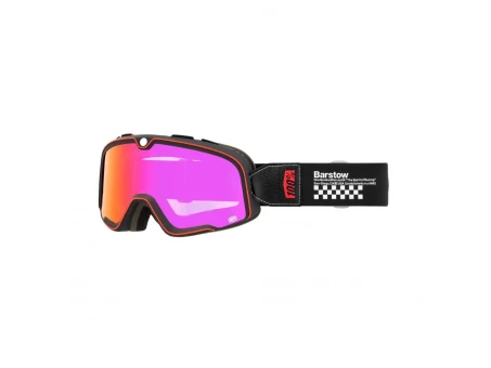 Ochelari Moto 100% Barstow Erban - Negru/Alb cu Lentila Oglinda Rosu Inchis | 50000-00024