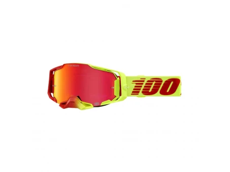 Ochelari 100% ARMEGA HIPER SOLARIS - Rosu/Galben fluo cu lentila oglinda rosie