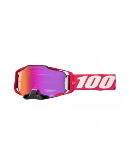 Ochelari Moto 100% Armega Hyper Kloug - Roz/Rosu/Negru cu Lentila Oglinda Rosie