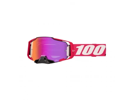 Ochelari Moto 100% Armega Hyper Kloug - Roz/Rosu/Negru cu Lentila Oglinda Rosie | 50003-00018