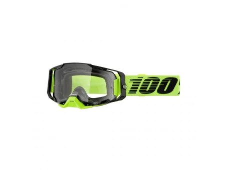 Ochelari 100% ARMEGA NEON YELLOW - Galben fluo/Negru cu lentila transparenta