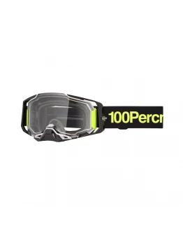 Ochelari Moto 100% Armega Orban - Negru/Galben cu Lentila transparenta