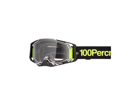 Ochelari Moto 100% Armega Orban - Negru/Galben cu Lentila transparenta | 50004-00044
