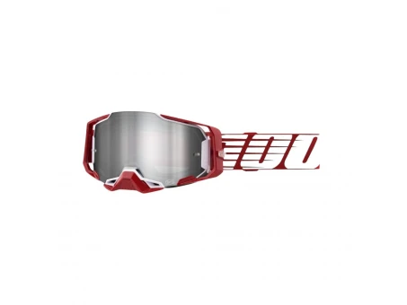 Ochelari 100% Armega OVERSIZED Deep Red - Rosu/Alb/Gri cu lentila argintie