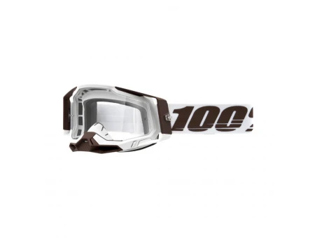 Ochelari 100% RACECRAFT 2 Snowbird - Maro/Alb cu lentila transparenta