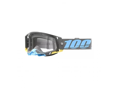 Ochelari 100% RACECRAFT 2 Trinidad - Gri/Albastru/Galben cu lentila transparenta