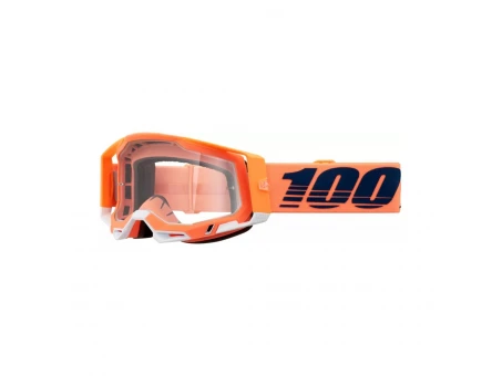 Ochelari 100% RACECRAFT 2 Coral - Portocaliu/Negru/Alb cu lentila transparenta