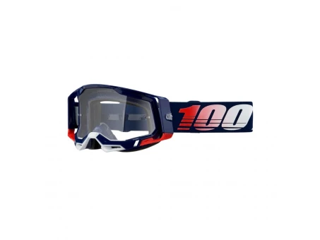 Ochelari 100% RACECRAFT 2 Republic - Albastru/Rosu/Alb cu lentila transparenta