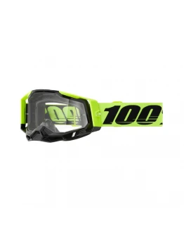Ochelari 100% RACECRAFT 2 Neon Yellow - Negru/Galben fluo cu lentila transparenta