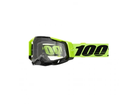 Ochelari 100% RACECRAFT 2 Neon Yellow - Negru/Galben fluo cu lentila transparenta