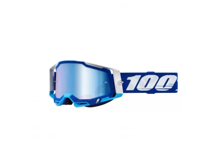 Ochelari 100% RACECRAFT 2 Blue - Albastru/Alb cu lentila oglinda albastra