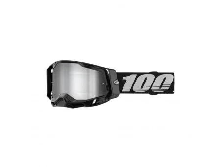 Ochelari 100% RACECRAFT 2 Black - Negru cu lentila oglinda argintie