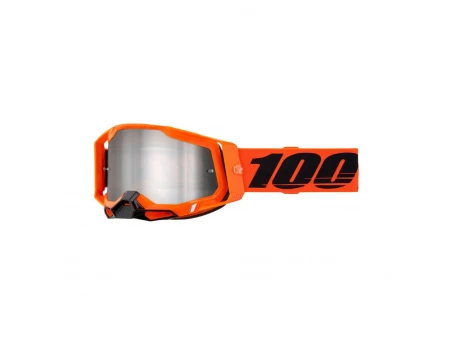 Ochelari 100% RACECRAFT 2 Neon Orange - Portocaliu/Negru cu lentila oglinda argintie