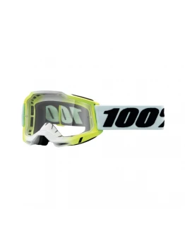 Ochelari Moto 100% ACCURI 2 Dunder - Alb/Negru/Verde cu Lentila transparenta