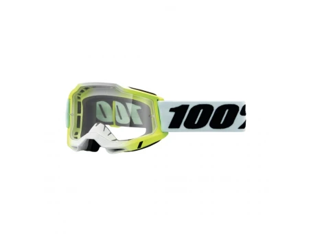 Ochelari Moto 100% ACCURI 2 Dunder - Alb/Negru/Verde cu Lentila transparenta | 50013-00015