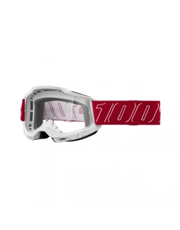 Ochelari Moto 100% ACCURI 2 Redline - Rosu/Alb cu Lentila transparenta
