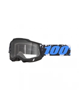 Ochelari Moto 100% ACCURI 2 Callisto - Negru/Alb/Albastru cu Lentila transparenta