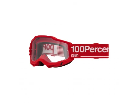Ochelari motocross 100% Accuri 2 WOLG Clear Lens - Rosu/Alb | 50013-00056