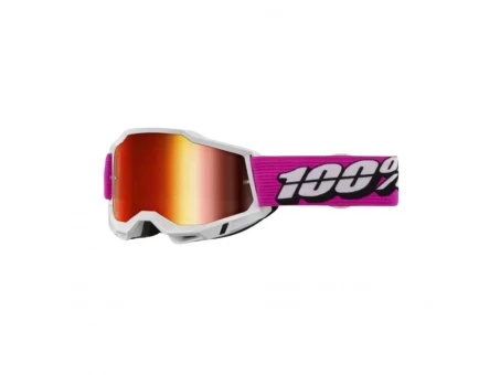 Ochelari Off Road 100% Accuri 2 Roy cu lentila oglinda - Alb/Roz/Rosu