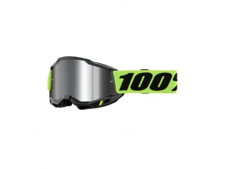 Ochelari 100% Accuri 2 Neon Yellow - Negru/Galben fluor cu lentila oglinda argintie