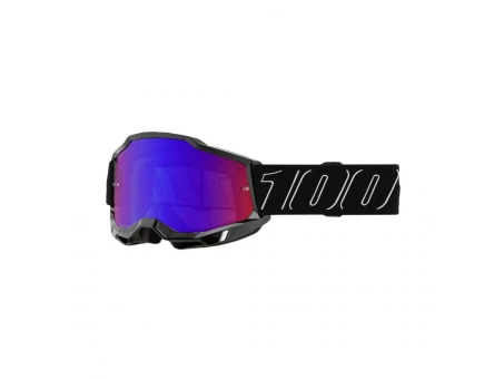 Ochelari Moto 100% ACCURI 2 Blackline – Negru/Alb cu Lentila Oglinda Rosu/Albastru | 50014-00047