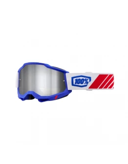 Ochelari moto 100% Accuri 2 Mirror Silver Lens - Rosu/Alb/Albastru