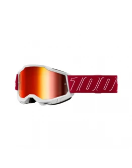 Ochelari Moto 100% ACCURI 2 Redline – Rosu/Alb cu Lentila Oglinda Red