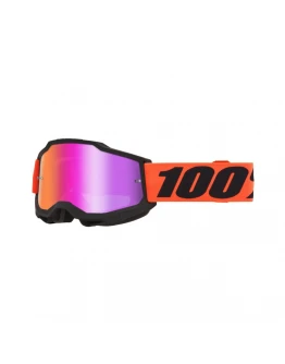 Ochelari Moto 100% ACCURI 2 Torc - Alb/Albastru/Galben cu Lentila Oglinda Argintie
