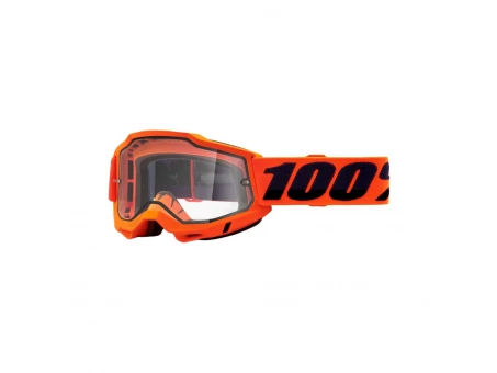 Ochelari 100% ACCURI 2 Enduro Moto Orange - Portocaliu/Negru cu lentila dubla transparenta